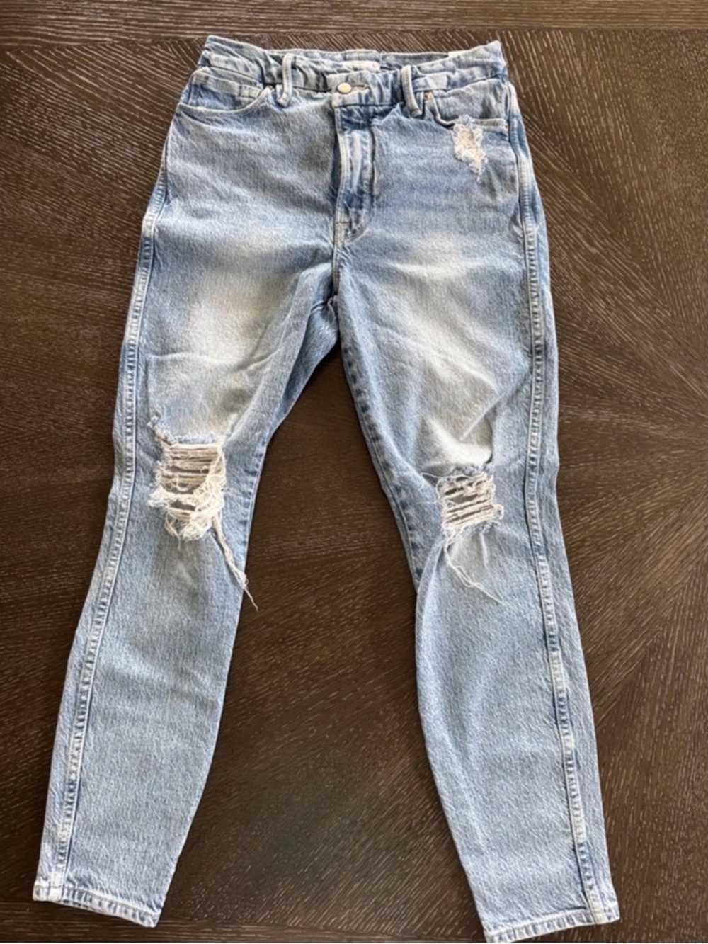 Good American Light Blue Distressed Ankle Jeans 27 4